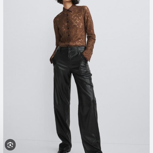 NWT Rag & Bone Sid Faux Leather Carpenter Black Pants 23 - Picture 2 of 10